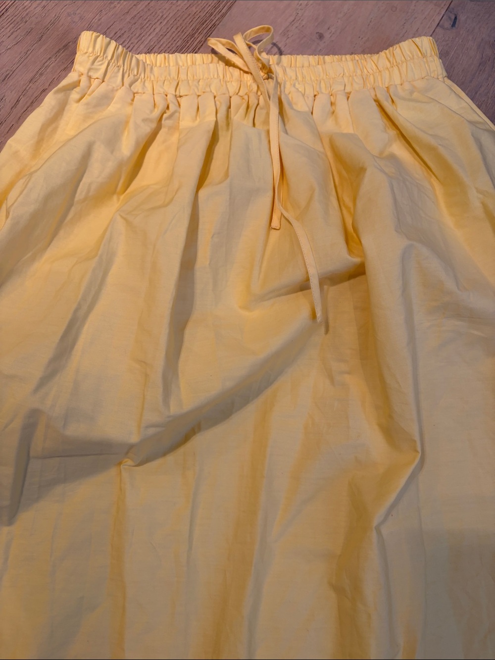 Moon River Pale Yellow Drawstring A-Line Skirt